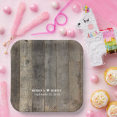 素朴な西部の田舎の木結婚木造の納屋 ペーパープレート (パーティー)