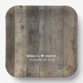 素朴な西部の田舎の木結婚木造の納屋 ペーパープレート (正面)