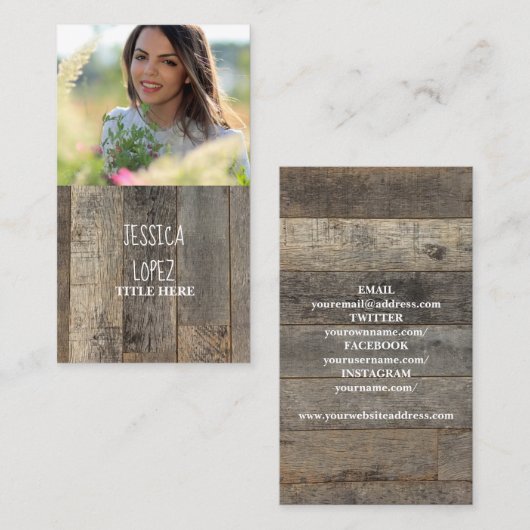 素朴な西部の田舎の納屋の木写真 名刺 (正面/裏面)