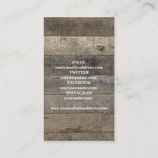 素朴な西部の田舎の納屋の木写真 名刺 (裏面)