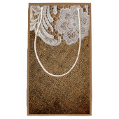 素朴な西部の田舎の結婚式のラップとレース スモールペーパーバッグ (正面)