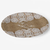 素朴な西部の田舎の結婚式のラップとレース ペーパープレート (アングル)