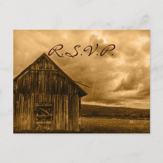 素朴な西部の田舎の農場の古い結婚納屋 インビテーションポストカード (正面)