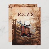 素朴な西部の田舎の農場の応答結婚RSVP インビテーションポストカード (正面/裏面)