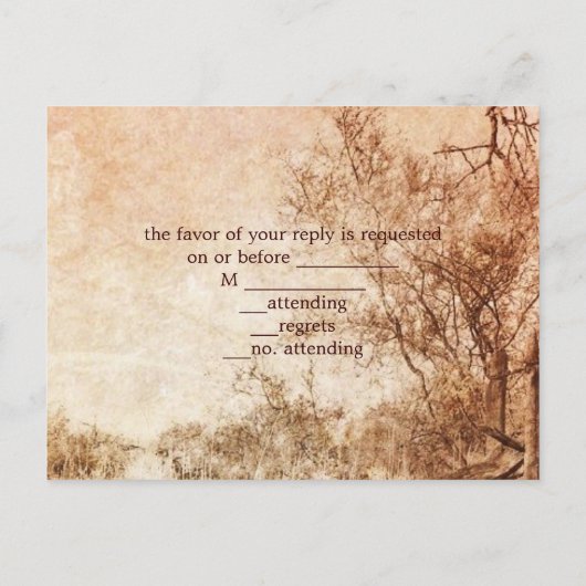 素朴な西部の田舎の農場の応答結婚RSVP インビテーションポストカード (裏面)