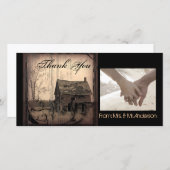 素朴な西部の田舎の農場結婚納屋 サンキューカード (正面/裏面)