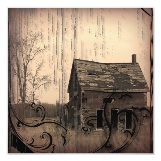 素朴な西部の田舎の農場結婚納屋 フォトプリント            (正面)