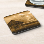 素朴な西部の田舎の農家の古い倉庫 コースター (左側)