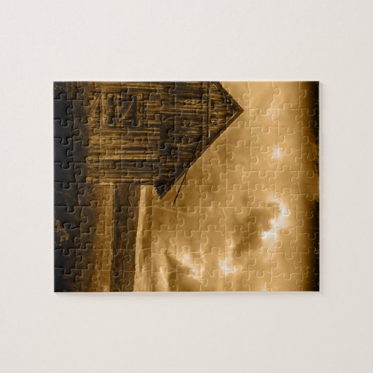 素朴な西部の田舎の農家の古い倉庫 ジグソーパズル (横)