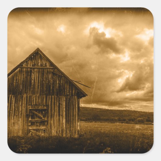 素朴な西部の田舎の農家の古い倉庫 スクエアシール (正面)