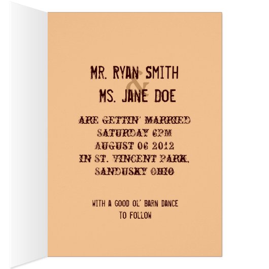 素朴な西部の納屋の木製の蹄鉄の結婚式 (内側 (右))