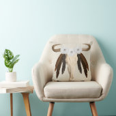 素朴な西部の草原花牛スカルの羽 クッション (椅子)