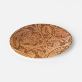 素朴な西部カントリー風のカウボーイ・レザー ペーパープレート (アングル)