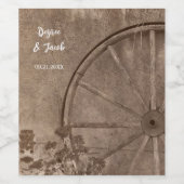 素朴な西部風のセピア調のカントリー ワゴン ホイール ワインラベル (シングルラベル)