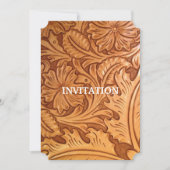 素朴な西部風カウボーイ仕様のレザー 招待状 (正面)