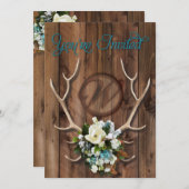 素朴な角の結婚式招待状とマグノリア 招待状 (正面/裏面)