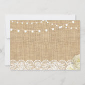 素朴な誕生会のバーラップのレースのばら色の写真 招待状 (裏面)