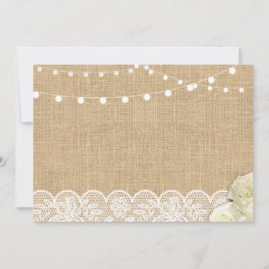 素朴な誕生会のバーラップのレースのばら色の写真 招待状 (裏面)