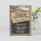 素朴な豚の丸焼き バックヤード BBQ 卒業パーティー 招待状 (スタンド正面)