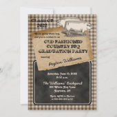 素朴な豚の丸焼き バックヤード BBQ 卒業パーティー 招待状 (正面)