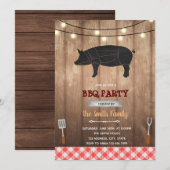 素朴な豚のBBQテーマ 招待状 (正面/裏面)