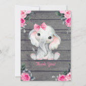 素朴な象のドライブ バイ ベビーシャワー招待状 ピンク 招待状 (裏面)