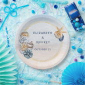 素朴な貝殻 海辺 夏 ビーチ ウェディング ペーパープレート (パーティー)