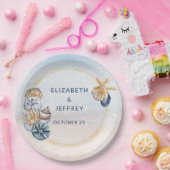 素朴な貝殻 海辺 夏 ビーチ ウェディング ペーパープレート (パーティー)