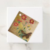 素朴な赤いゲウムと蝶の花 フェイバータグ (インサイチュ)