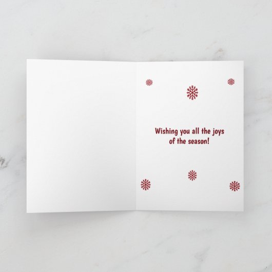 素朴な赤いトナカイのシルエット グリーティング カード (内部)