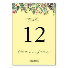 素朴な赤いホーリーと松ぼっくり テーブルナンバー