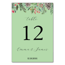 素朴な赤いホーリーと松ぼっくり テーブルナンバー