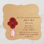 素朴な赤いメイソンジャー風の結婚式前パーティーの招待状 招待状 (正面/裏面)