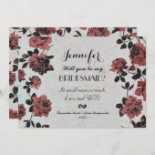 素朴な赤いロマンチックなバラ 招待状 (正面/裏面)