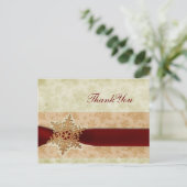 素朴な赤い冬の結婚式のお礼 ポストカード (スタンド正面)