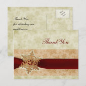 素朴な赤い冬の結婚式のお礼 ポストカード (正面/裏面)