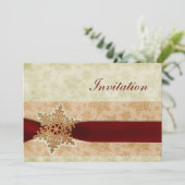 素朴な赤い冬の結婚式の招待状カード 招待状 (スタンド正面)