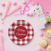 素朴な赤い格子模様のクリスマス ペーパープレート (パーティー)