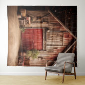 素朴な赤い納屋のドアの吊るし飾り タペストリー (インサイチュ(横))