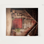 素朴な赤い納屋のドアの吊るし飾り タペストリー (正面(横))