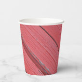 素朴な赤い納屋の木と白い花をあしらったカントリーウェディング 紙コップ (裏面)