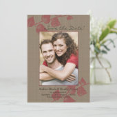 素朴な赤い葉の写真 ウェディング セーブ・ザ・デート (スタンド正面)