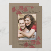 素朴な赤い葉の写真 ウェディング セーブ・ザ・デート (正面/裏面)