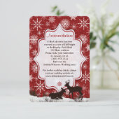 素朴な赤い麻布、雪の結晶、鹿の囲いカード 招待状 (スタンド正面)