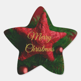 素朴な赤い かわいい クリスマスの星のステッカー 星シール
