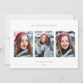 素朴な赤の格子模様 フェイクゴールド 三枚写真 クリスマス (正面)