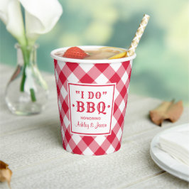 素朴な赤の結婚式の誓い BBQ カスタム ウェディング モノグラム 紙コップ