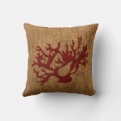 素朴な赤の航海のな珊瑚 クッション (裏面)