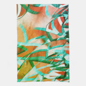 素朴な赤みがかったオストライプレンジの上の青またはシアンの色 キッチンタオル (縦)