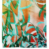 素朴な赤みがかったオストライプレンジの上の青またはシアンの色 シャワーカーテン (正面)